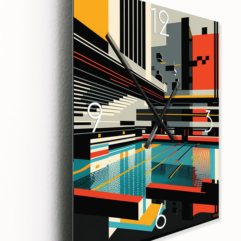 Bauhaus Retro City Architecture I - Horloge murale architecture futuriste, Moyen
