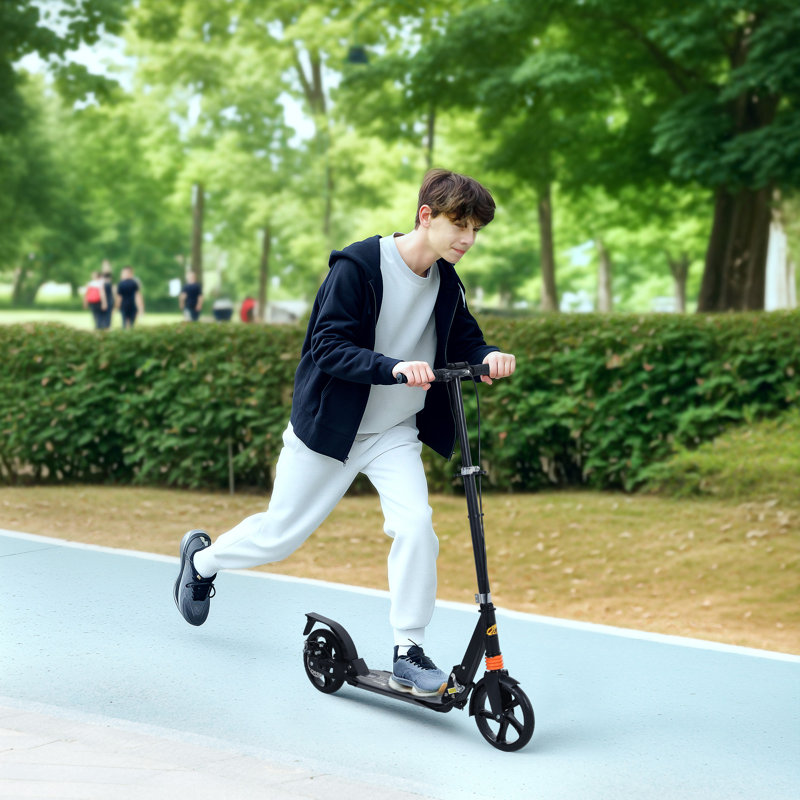 Scooter pour enfants, trottinette pliable avec 4 réglages de hauteur, Noir, noir, noir, noir
