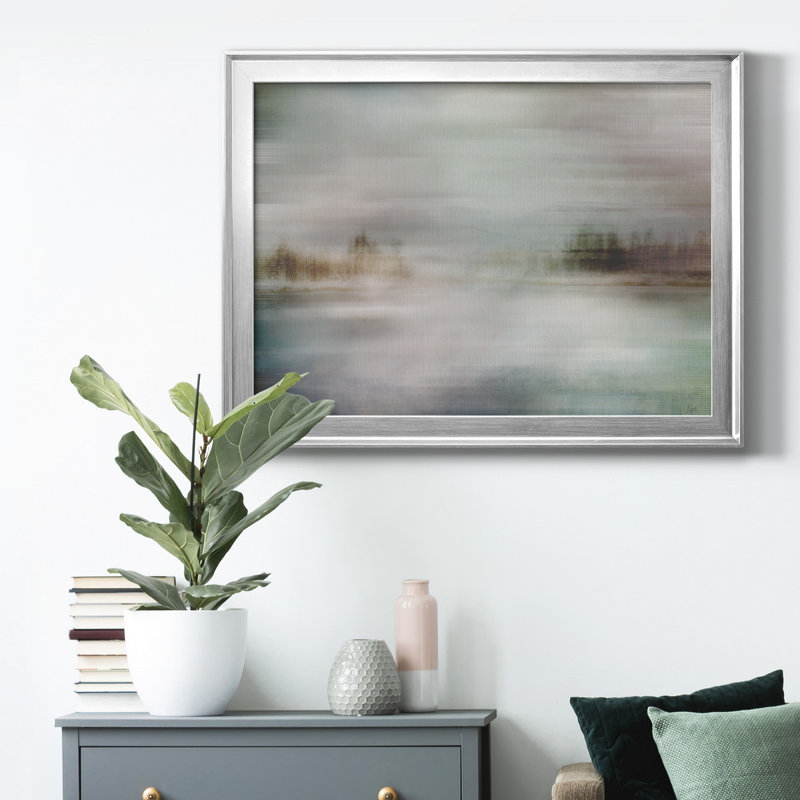 Toile encadrée de qualité supérieure Misty Lake, Cadre argenté, H 18,5 po x l 24,5 po x P 1 po