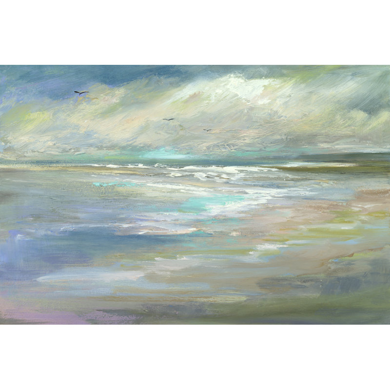 " Beach Light I ", 24" H x 36" W x 1.25" D, No, Walnut Framed Canvas