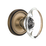 Classic Rosette with Oval Clear Crystal Door Knob