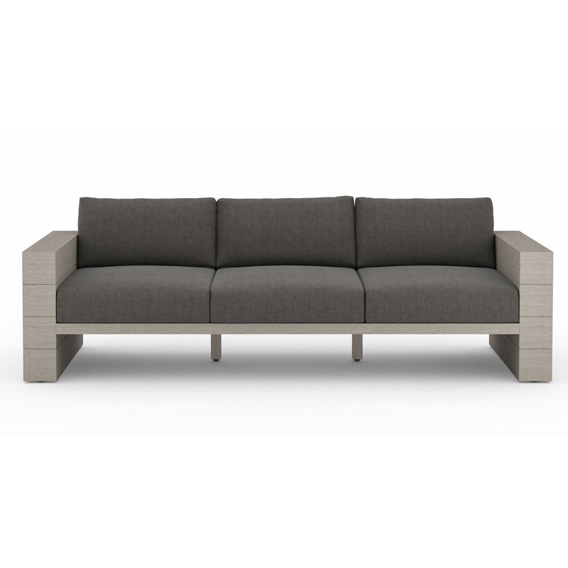 Tsubaki 96" Wide Patio Sofa, Weathered Gray, Charcoal Polypropylene/Olefin