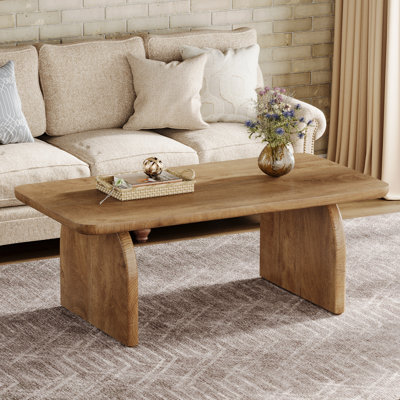 Wolbach 47-Inch Farmhouse Wood Coffee Table, Rectangle Centre Table for Living Room