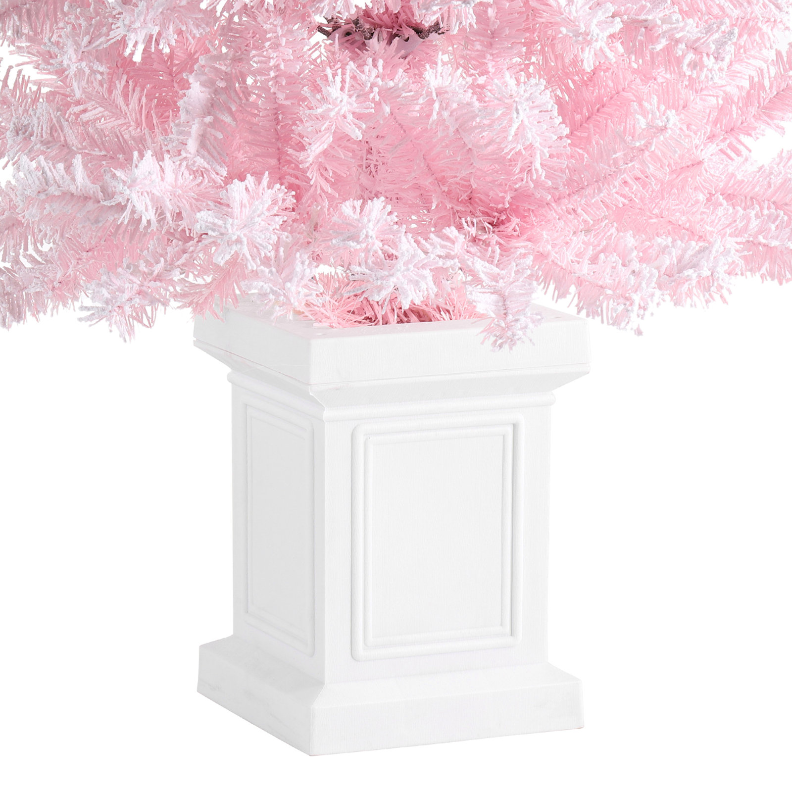Abraham Pre-Lit Flocked Pink Christmas Tree, 5'