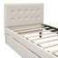 Beige Twin-size Upholstered Bed With 2 Drawers - Strong & Style Design Twin Drawers, Solid Date