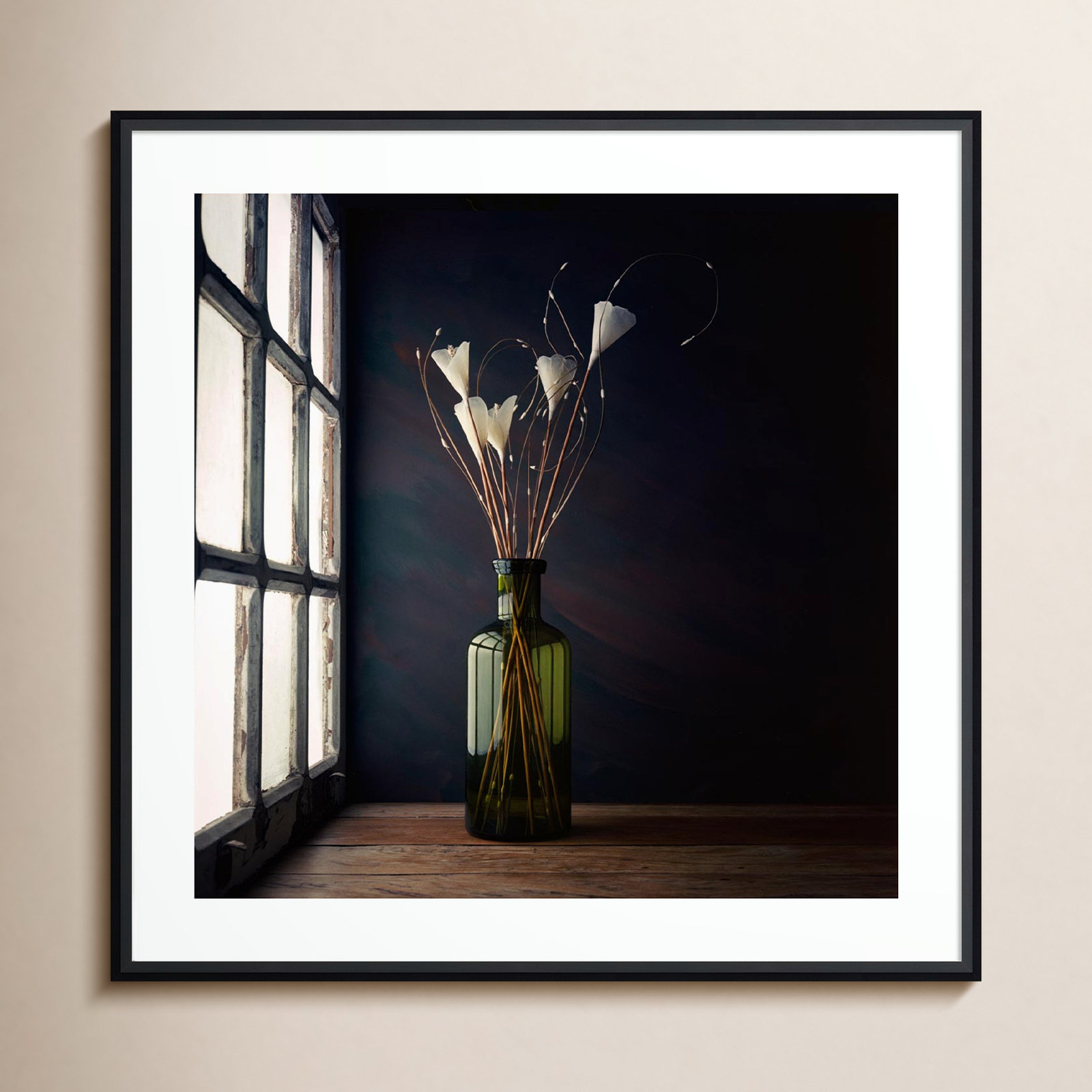 The Green Bottle by Luiz Laercio, Black Framed, 33" H x 33" W