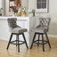 Tabourets de bar pivotants en velours avec décoration capitonnée et pieds en bois