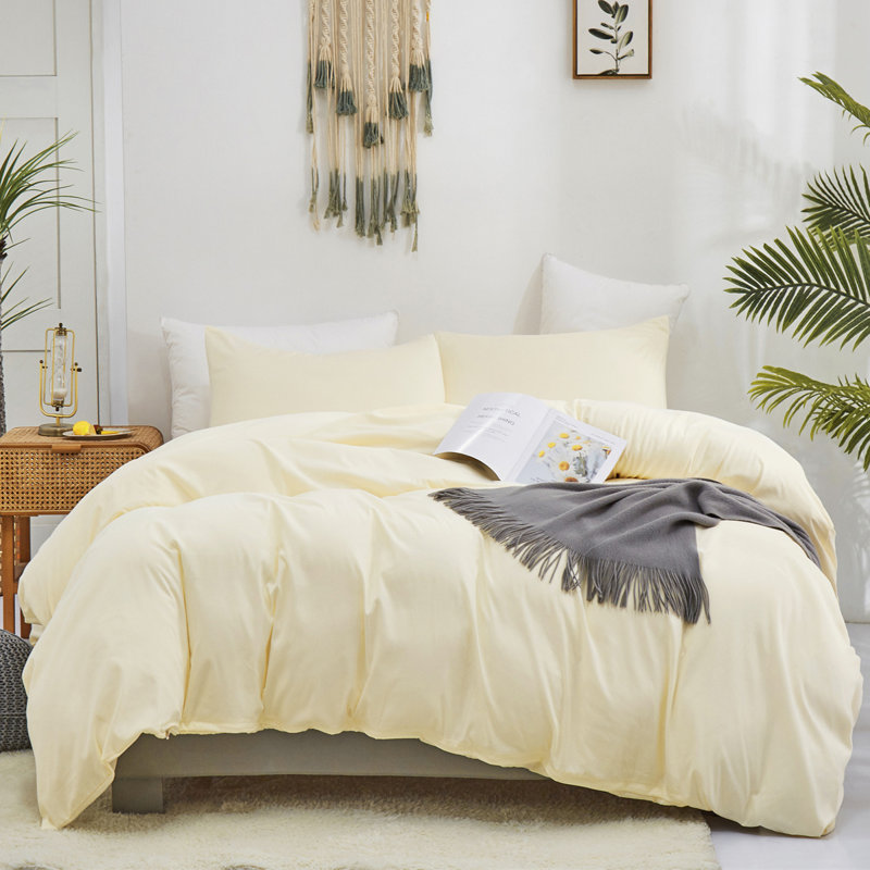 Solid Color Comforter Light Color 3 PCs Bedding Set Pure Color Bed Comforter Set, Queen Comforter + 2 Pillowcases