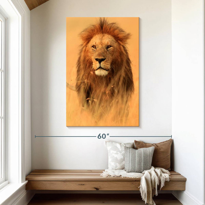Brampt Watchful Savannah Lion, 48" H x 32" W