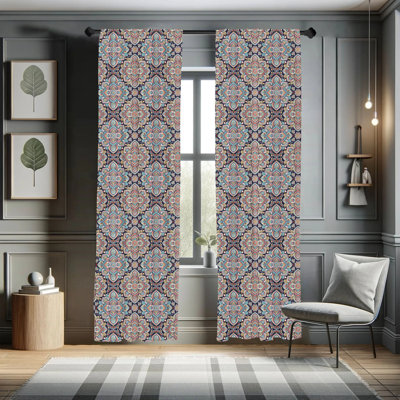 Ethnic Semi-Sheer Rod Pocket Curtain Panels