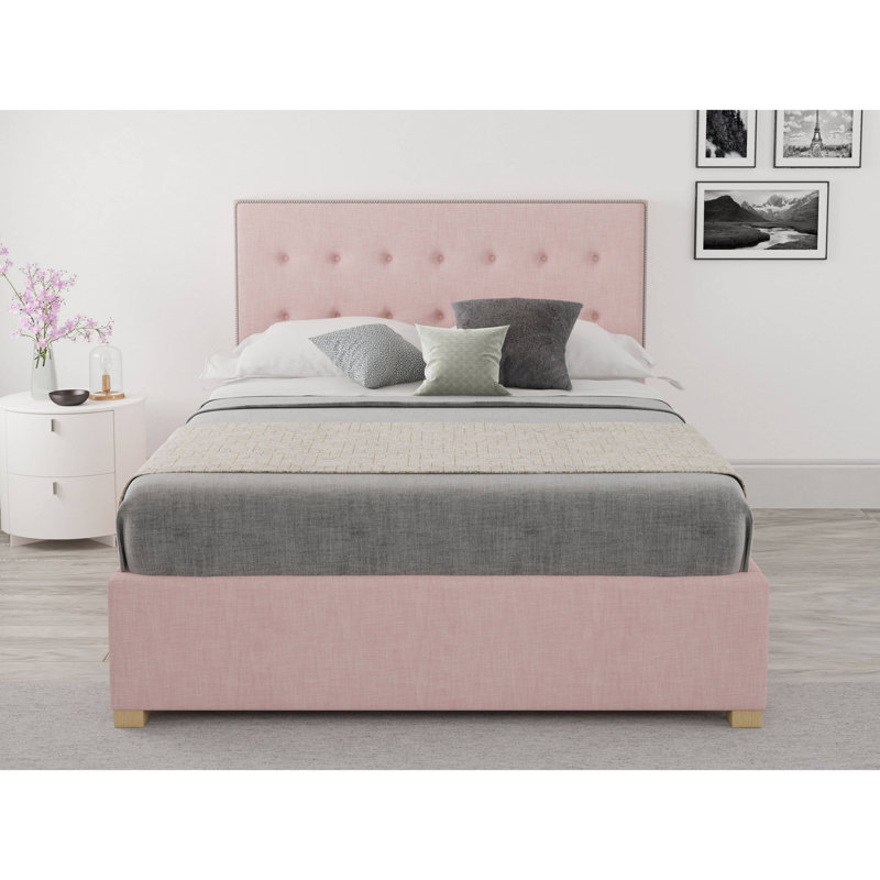Abarca Upholstered Ottoman Storage Bed, Double (4'6), Tea Rose