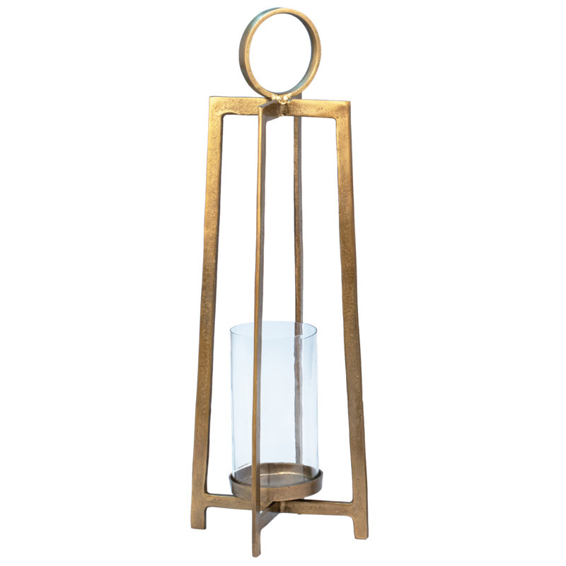 Cordelia Glass/Aluminum Tabletop Lantern, 31" H x 11" W x 11" D