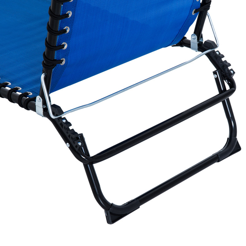 Breathable Mesh Camping Seat: 4 Reclining Folding Outdoor - Dark Blue Yard Chair: Foldable With