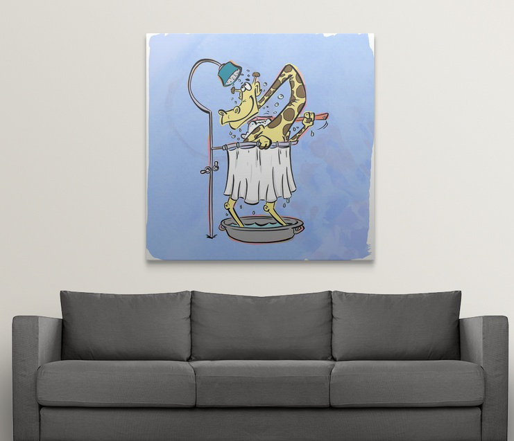 « short douche, tall giraffe-bathtime copains », impression, H 35 po x l 35 po x P 1,5 po, Toile
