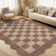 Washable Scalloped Rug Modern Checkerboard Rug Non Slip, Soft Non Shedding Thin Carpet, Indoor Low Pile Foldable Carpet, Contemporary Printed Mat for Living Room Bedroom
