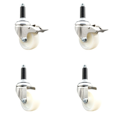 316SS Nylon Swivel Expanding Stem Caster Set 2 Lock Brake SCC