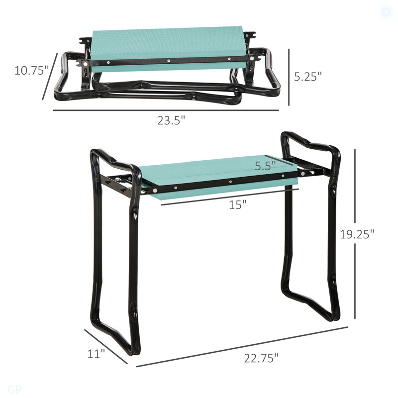 Tabouret de jardin pliable rembourré avec siège et genoux rembourrés
