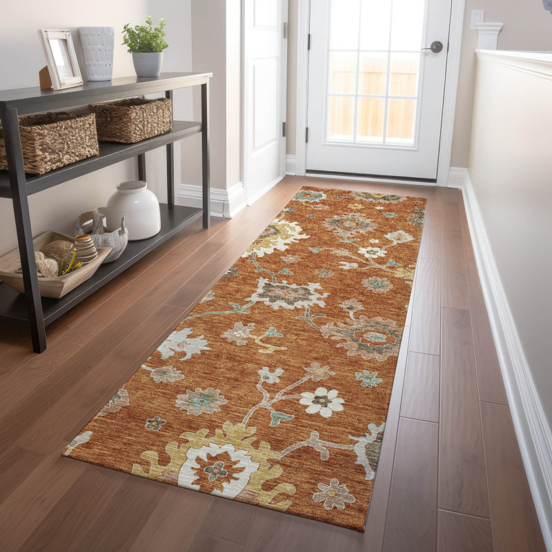 Premium Machine Washable Prisco Paprika Rug, Runner 2'3" x 7'6"