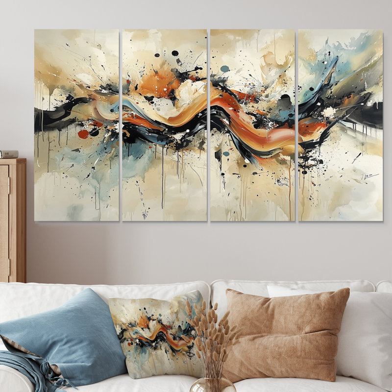 Damen - réalisme abstrait, art mural moderne, 4, H 28 po x l 48 po