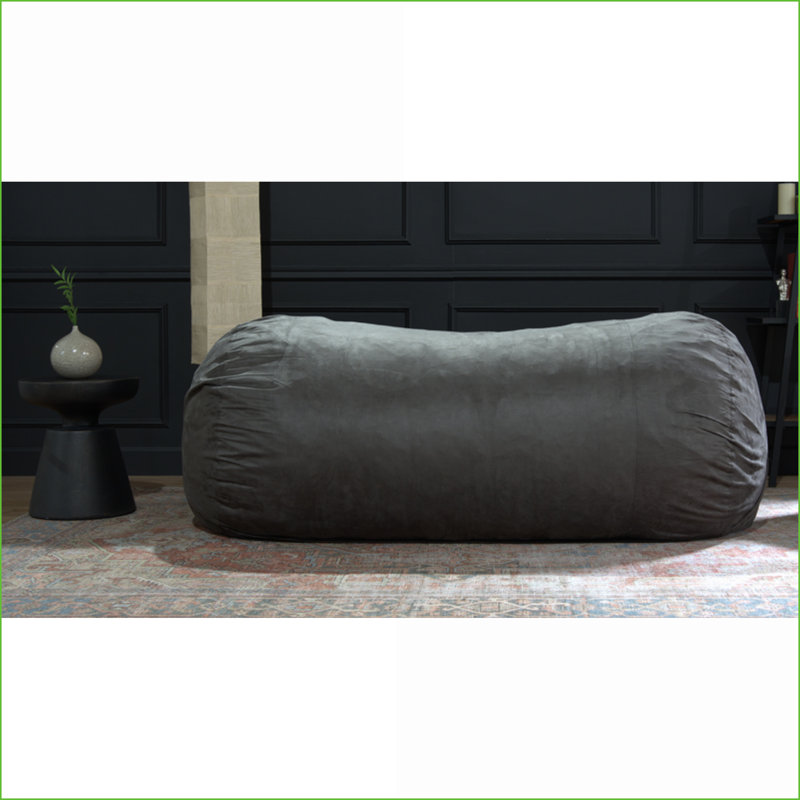 Fauteuil à billes cylindrique en suède 8 pieds pour adultes Jasper | Gris anthracite | Microfibre