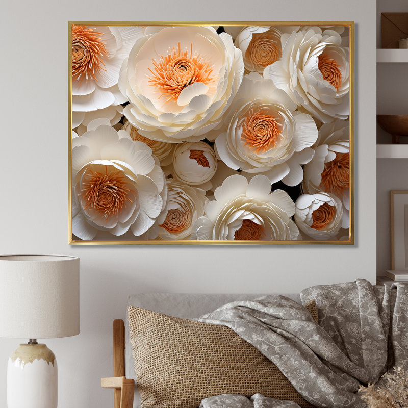 Ranunculus Radiance Treasure II, H 34 po x l 44 po x P 1,5 po, Cadre flottant doré