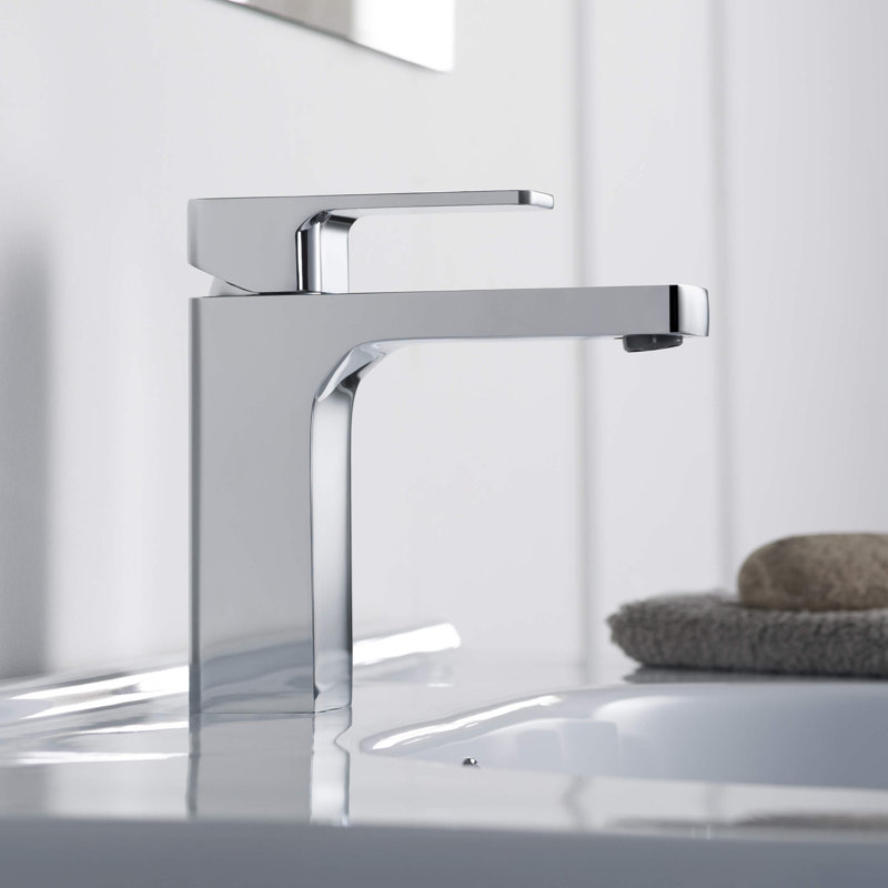 Robinet pour salle de bain à poignée simple avec drain KIBI Blaze, Chrome chrome