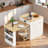 Fluted Kitchen Island With Extendable Dining Table, Power Outlet,  Double-side Storage, 2 Drawers And 2 Side Open Shelves-2145709451
