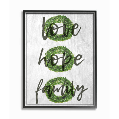 «Love Hope Family Boxwood Wreath», art textuel