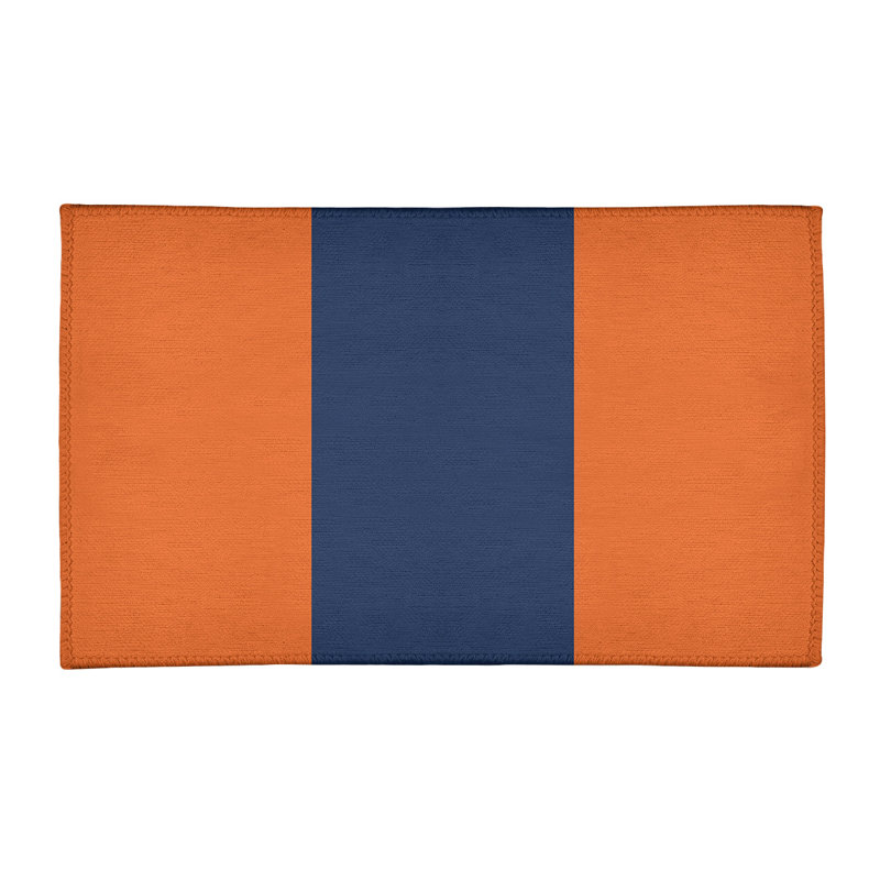 Tapis orange rayé/bleu marine minuit Detroit, Rectangle 9 pi x 12 pi