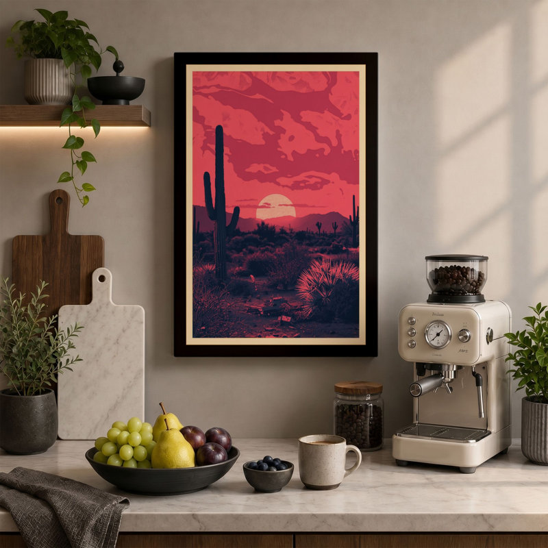 Desert at Sunset Rustic - Wrapped Canvas, 30x20 - 76.2 x 50.8 cm, White Border