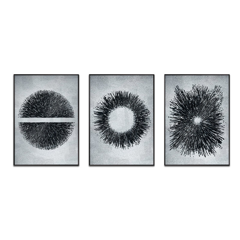 Circular - 3 Piece Single Picture Frame Print Set on Wood