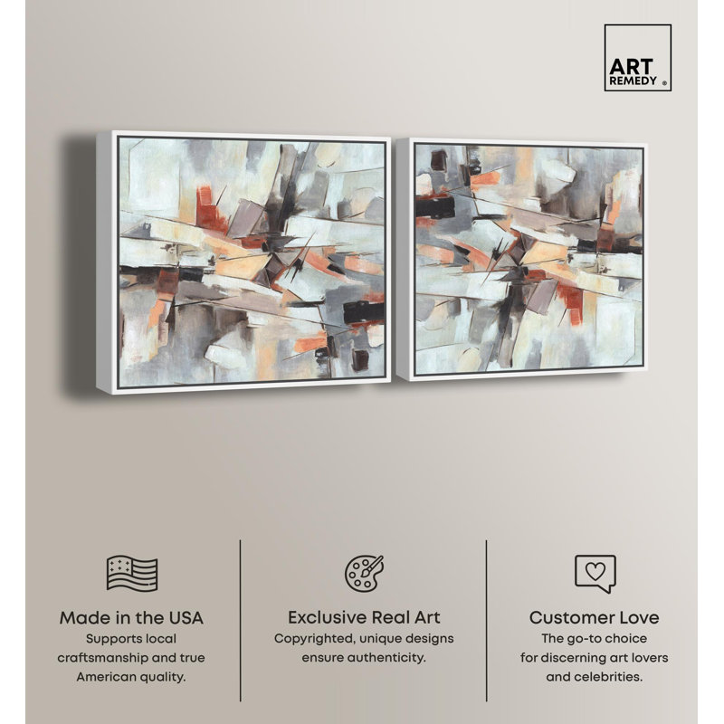 Out of Time Set Canvas Modern Boho by Art Remedy, White Floater Framed, 13" H x 13" W