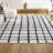 Arenal Geometric Grid Shag White/Gray Rug-1370508909