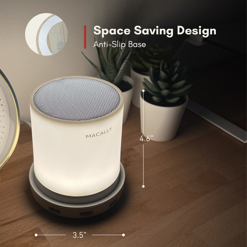 Night Light Usb Nightstand Lamp With 4 Fast Charging Ports And Touch Control Dimmable Compact Wooden Table Lamp