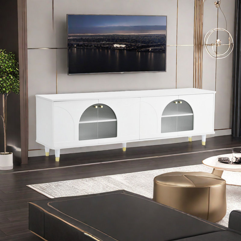 Crédence de rangement l 69,6 po Kaylanna, Blanc