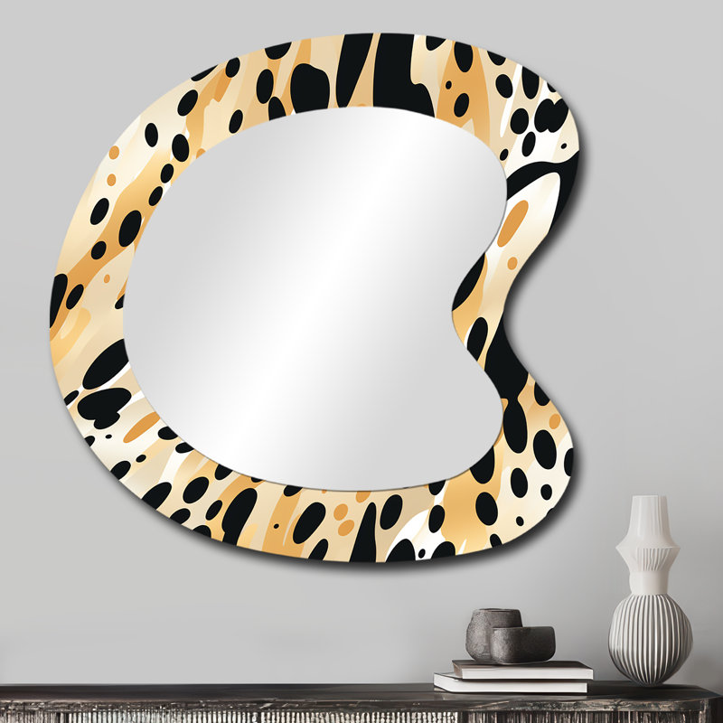 Feucht Feline Grace Cheetah Print - Miroir mural asymétrique imprimé animal, 27 po x 27 po