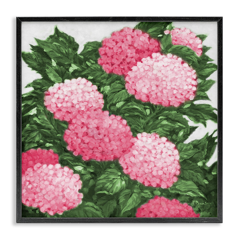 Impressions d'hortensias, estampe numérique, conception de Paul Brent, H 12 po x l 12 po, Giclée encadrée noir minuit