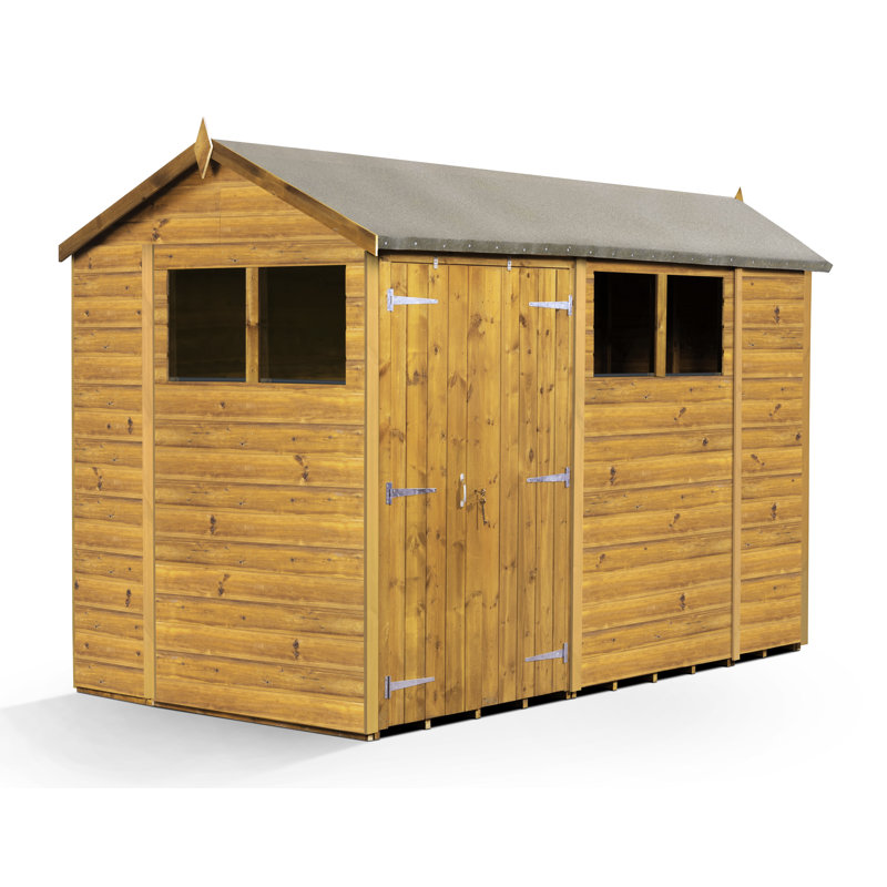 Modular Apex Garden Shed  10X6 With Windows Double Door