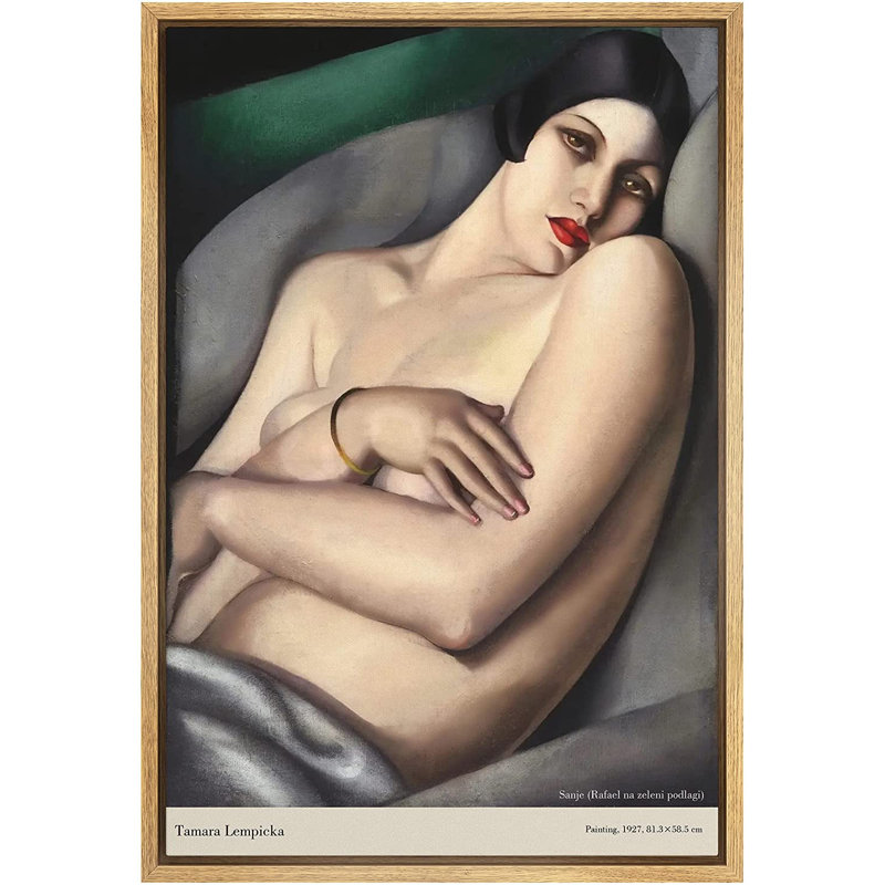 "Sanje" par Tamara Lempicka - cadre flottant, impression sur toile, H 24 po x l 16 po x P 1,5 po