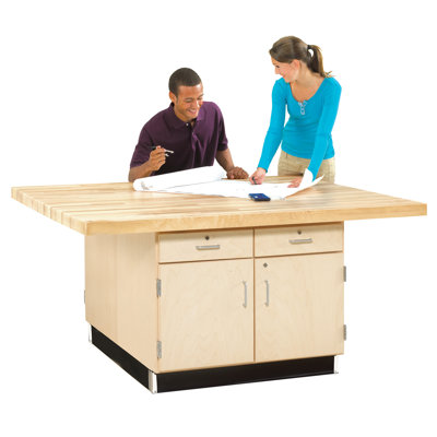Poste de travail en bois à quatre stations