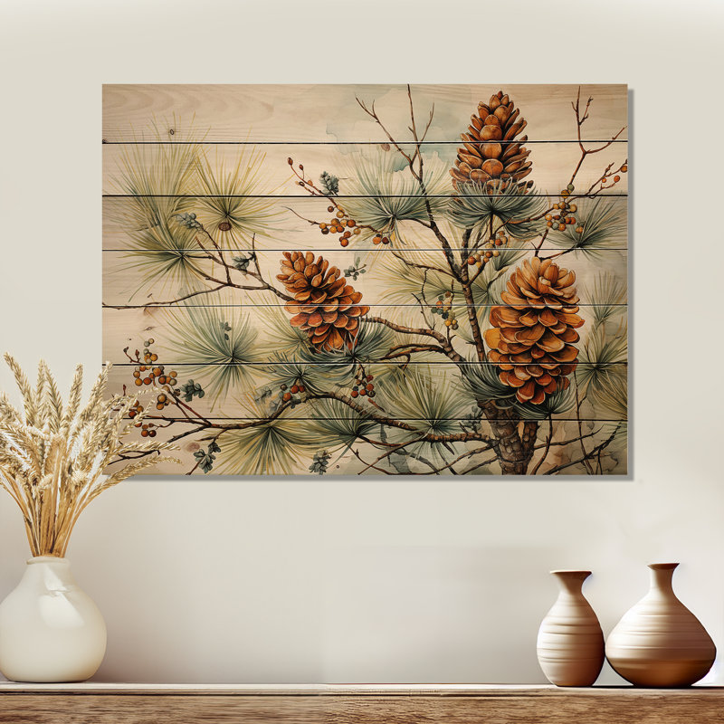 Impression de pin sur bois naturel, H 24 po x l 32 po x P 0,78 po