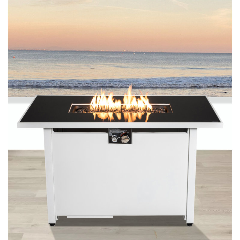 Table de foyer d'extérieur en acier avec couvercle 25 H x 42 W