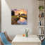 «Country Sunset Stream», art mural encastré en bois 16 x 16 po