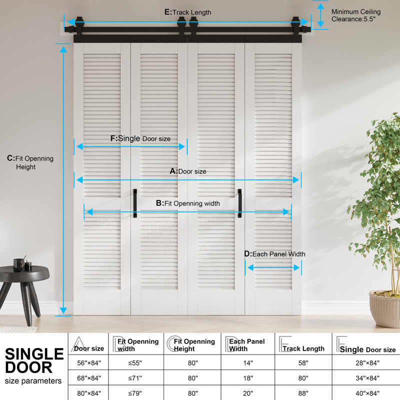 Portes pliantes en bois massif BiFold, 68 po x 84 po