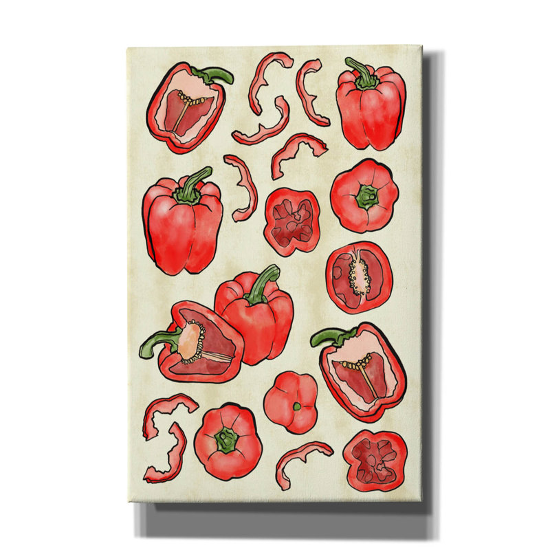 «Red Peppers» par Elizabeth Caldwell, art mural, H 40 po x l 26 po