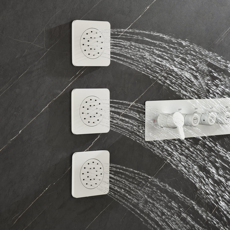 Ensemble de 3 jets pour le corps de la douche à fixation murale Fixation murale ABS pour le corps, Blanc
