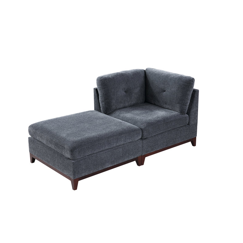 Bois de frêne modulaire 2 pièces - Chaise avec structure en bois et tissu d'angle chenille