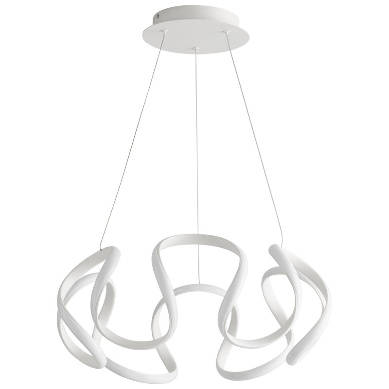Lustre géométrique unique à 1 lumière Amarveer, Blanc, H 103,75 po x l 22 po x P 22 po