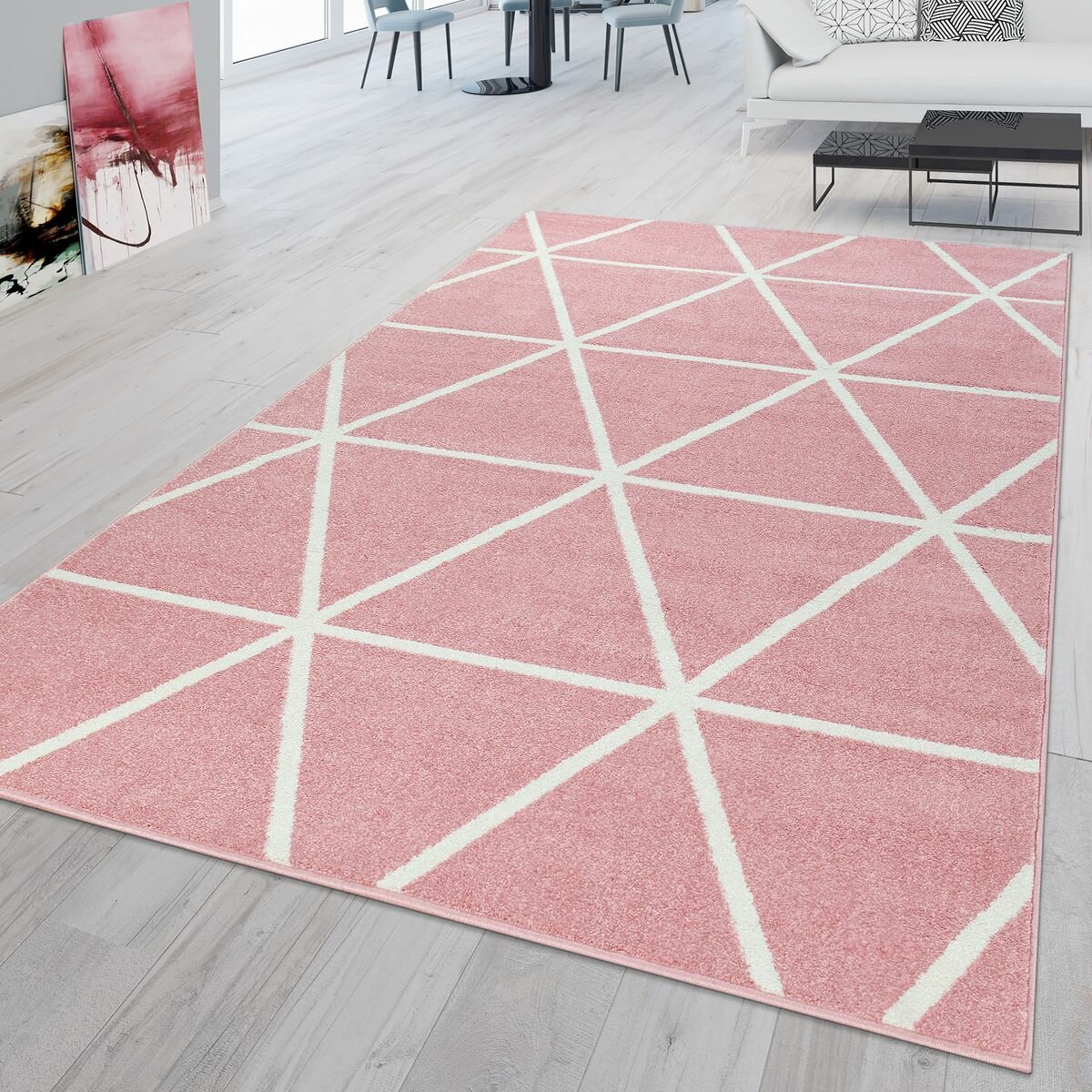 Ebern Designs Isidore Blush Area Rug, Pink