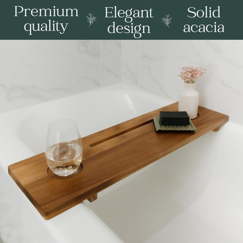 Plateau pour baignoire en bois d'acacia, H 2 po x l 29 po x P 8,5 po